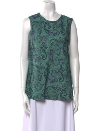 Tailored by Rebecca Taylor Paisley Print Scoop Neck Blouse