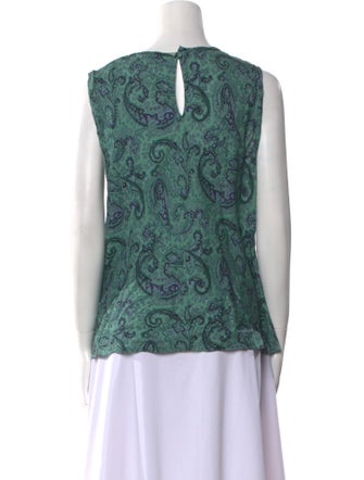 Tailored by Rebecca Taylor Paisley Print Scoop Neck Blouse