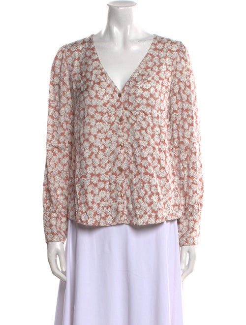 Tailored by Rebecca Taylor Floral Print V-Neck Blouse