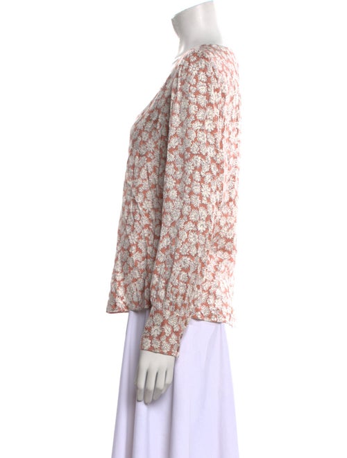 Tailored by Rebecca Taylor Floral Print V-Neck Blouse