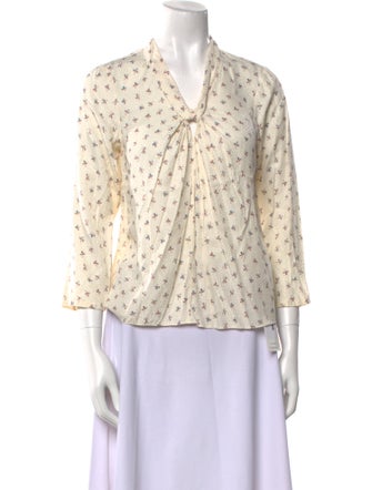 Tailored by Rebecca Taylor Printed V-Neck Blouse