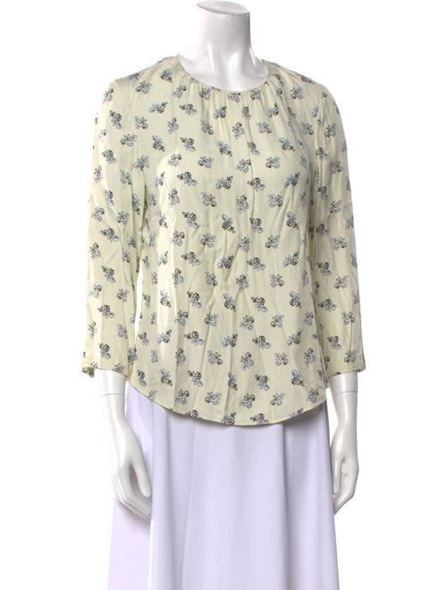 Tailored by Rebecca Taylor Printed Crew Neck Button-Up Top