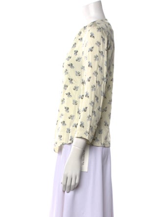 Tailored by Rebecca Taylor Printed Crew Neck Button-Up Top