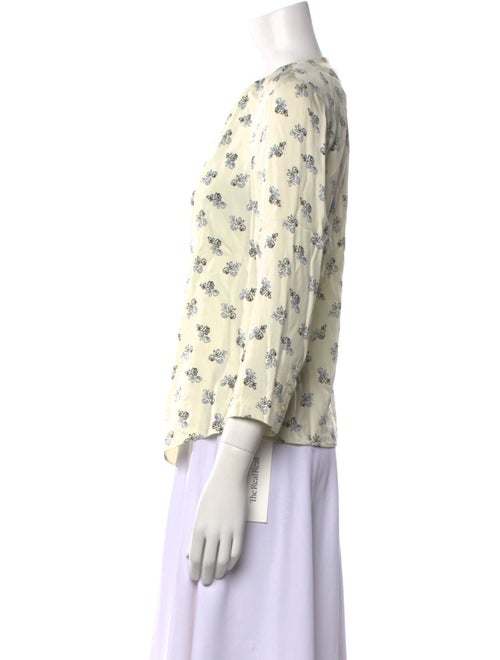 Tailored by Rebecca Taylor Printed Crew Neck Button-Up Top