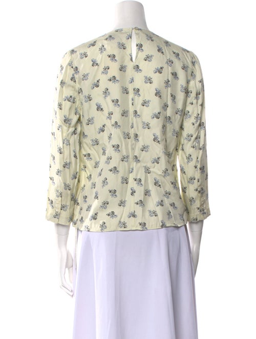Tailored by Rebecca Taylor Printed Crew Neck Button-Up Top