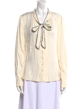 Tailored by Rebecca Taylor Tie Neck Long Sleeve Blouse