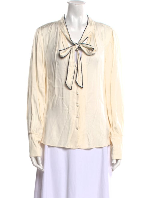 Tailored by Rebecca Taylor Tie Neck Long Sleeve Blouse