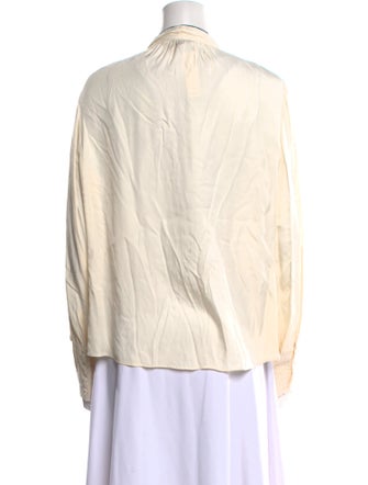 Tailored by Rebecca Taylor Tie Neck Long Sleeve Blouse