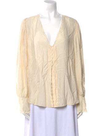 Tailored by Rebecca Taylor Silk V-Neck Blouse