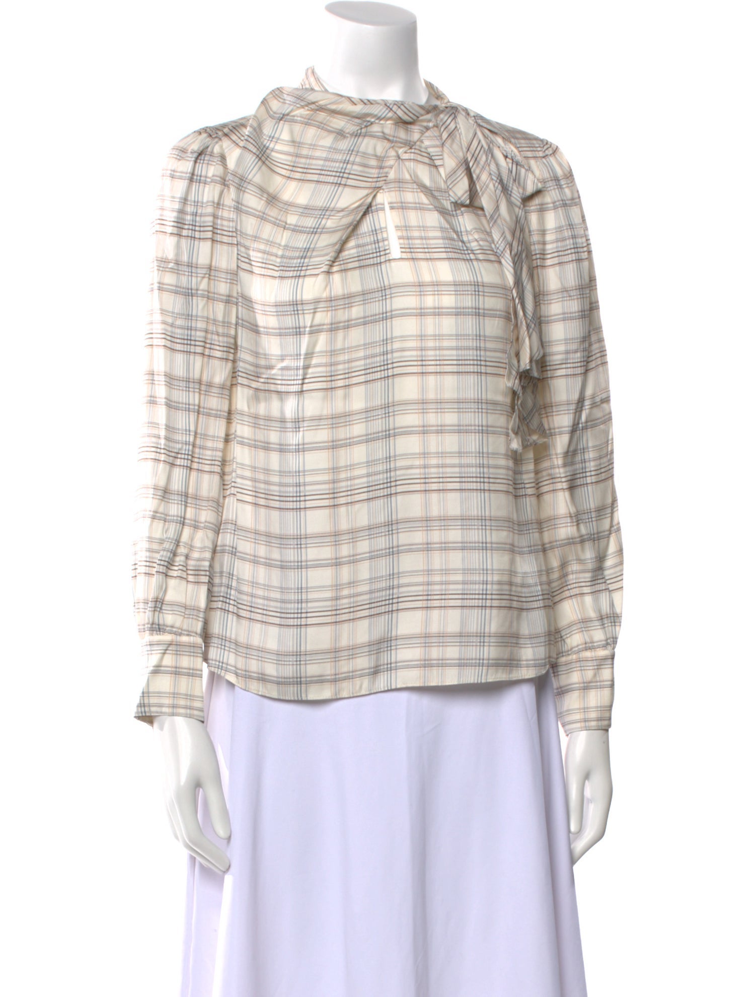 Tailored by Rebecca Taylor Plaid Print Mock Neck Blouse w/ Tags