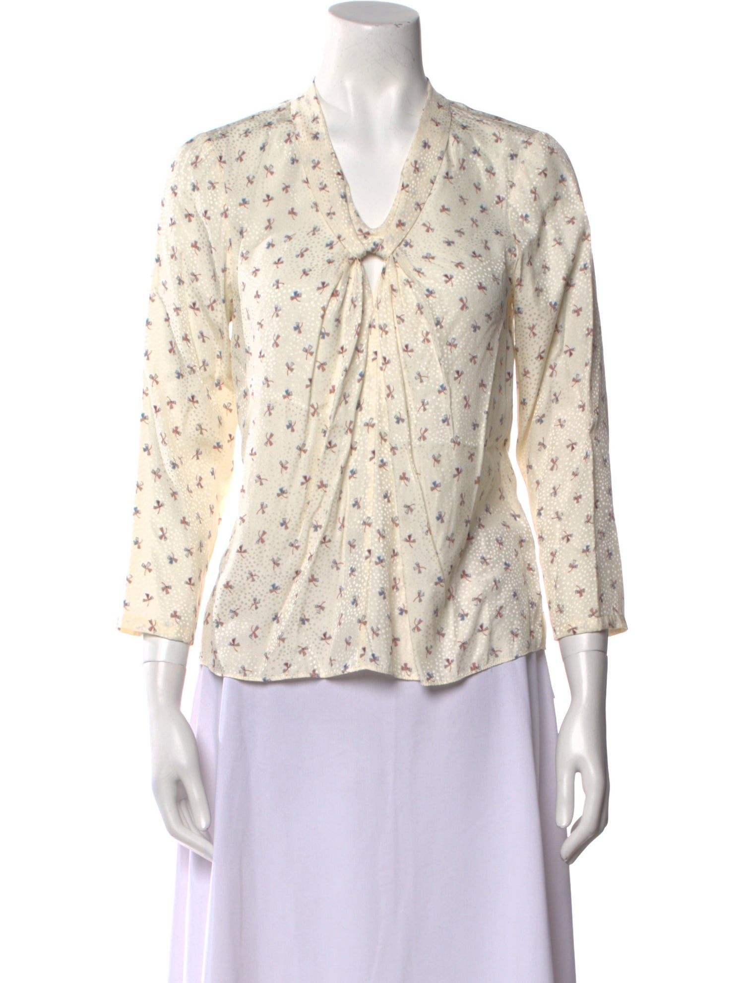 Tailored by Rebecca Taylor Printed V-Neck Button-Up Top w/ Tags