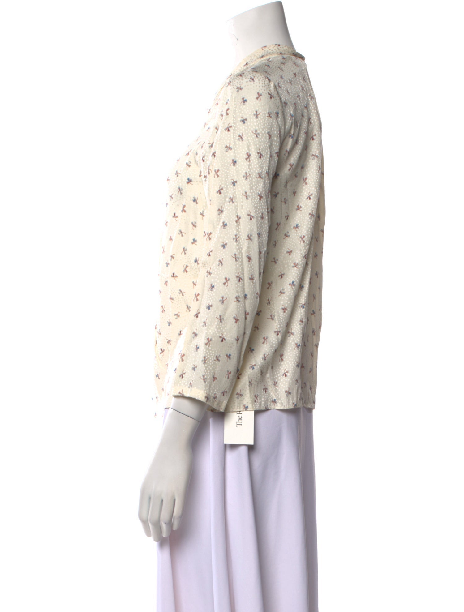 Tailored by Rebecca Taylor Printed V-Neck Button-Up Top w/ Tags