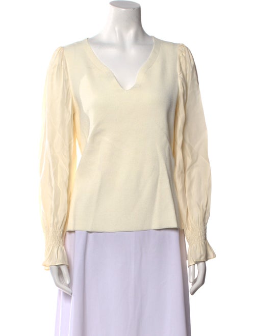 Tailored by Rebecca Taylor V-Neck Long Sleeve Blouse