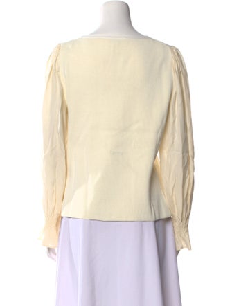 Tailored by Rebecca Taylor V-Neck Long Sleeve Blouse