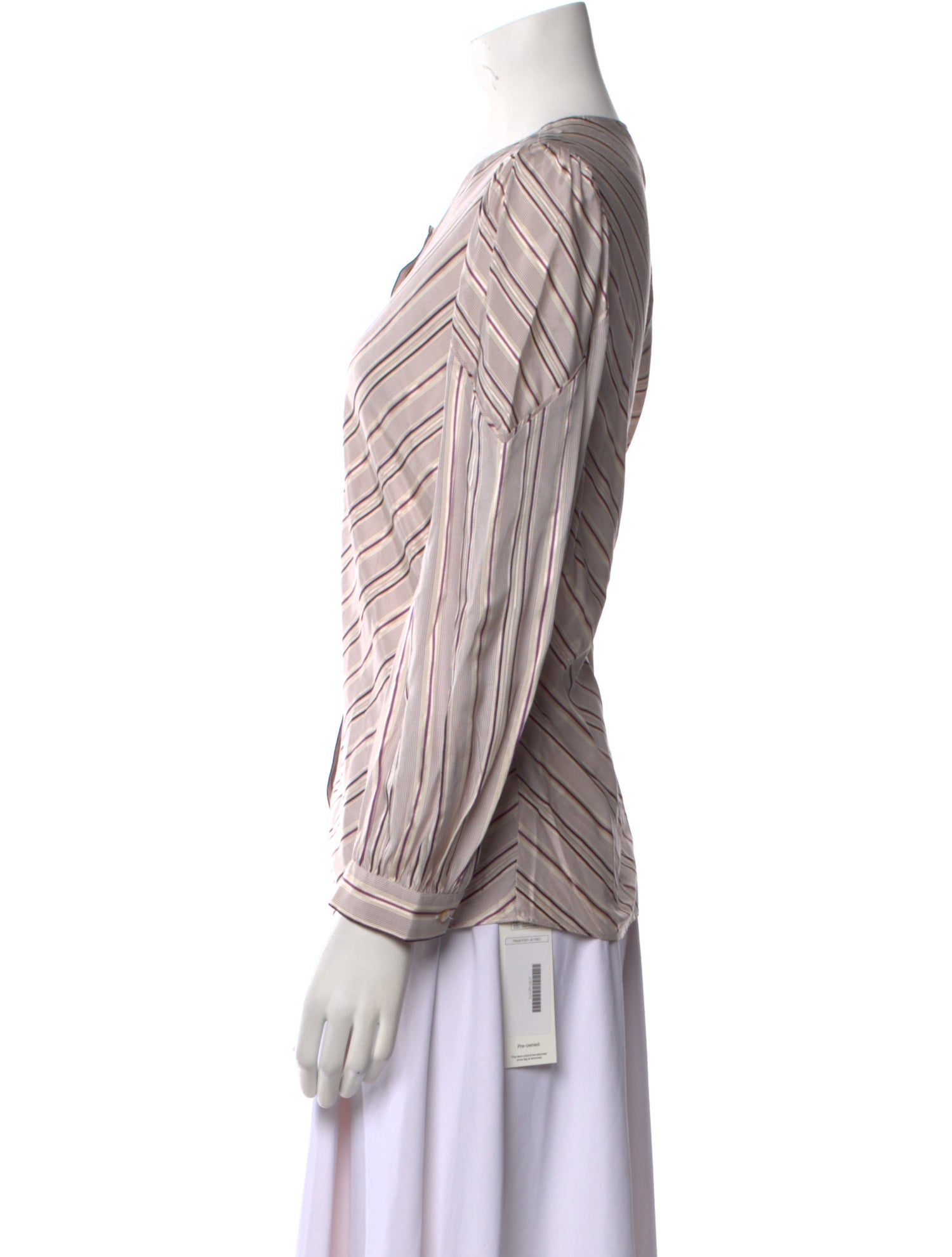 Tailored by Rebecca Taylor Striped Scoop Neck Button-Up Top w/ Tags
