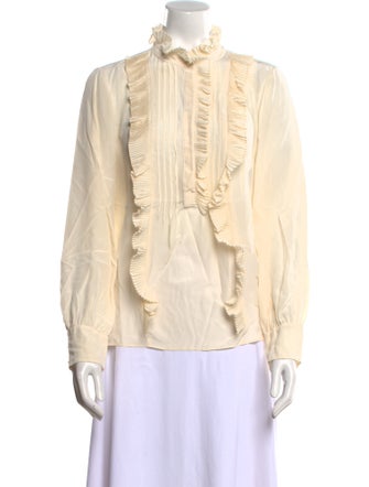 Tailored by Rebecca Taylor Silk Mock Neck Blouse