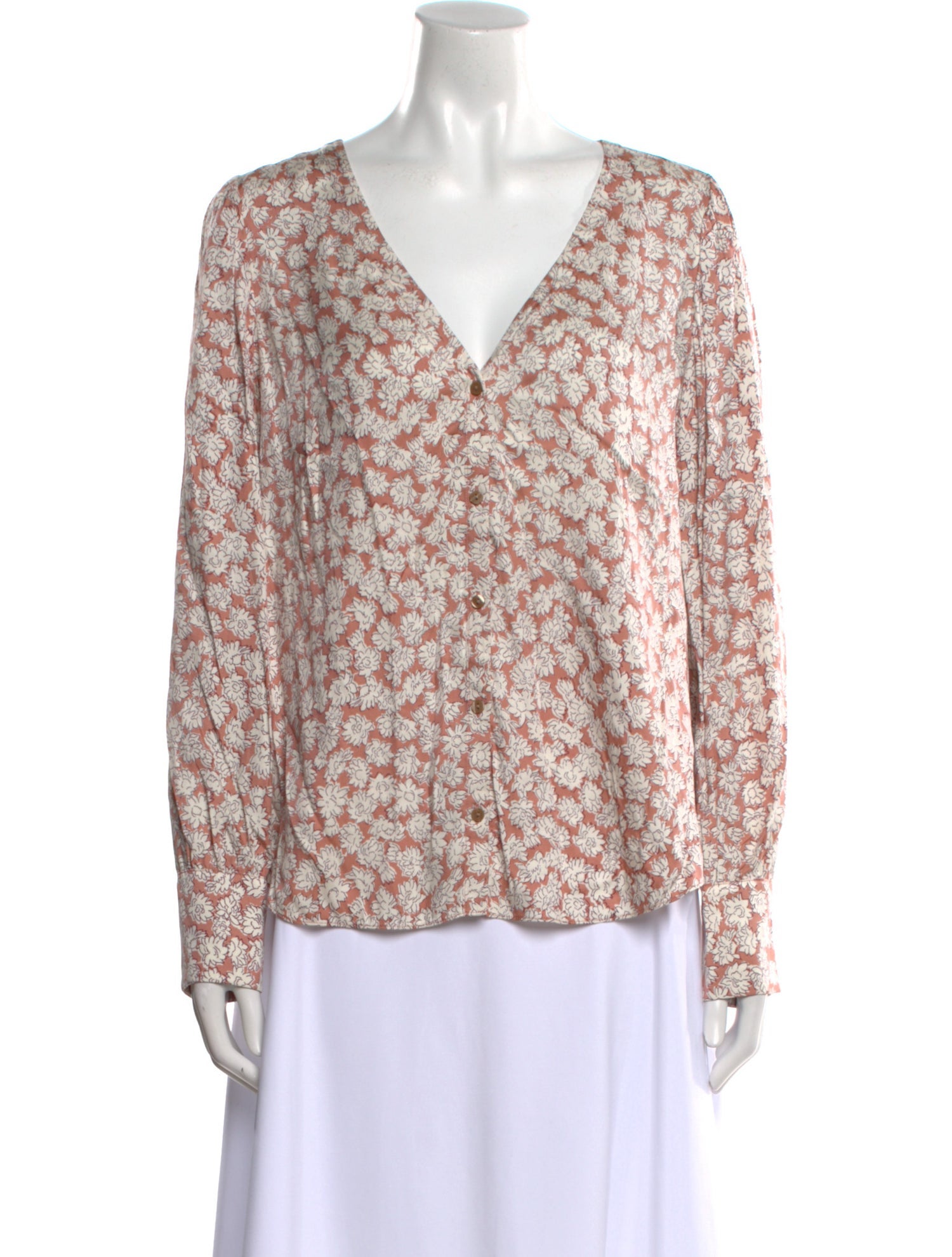 Tailored by Rebecca Taylor Floral Print V-Neck Blouse