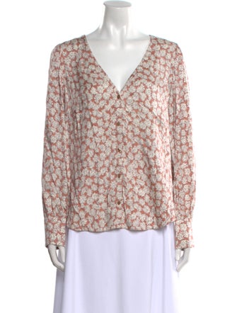 Tailored by Rebecca Taylor Floral Print V-Neck Blouse