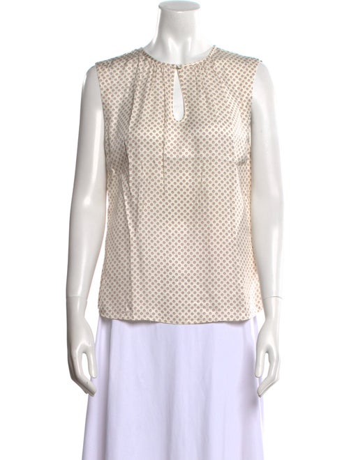 Tailored by Rebecca Taylor Polka Dot Print Crew Neck Blouse