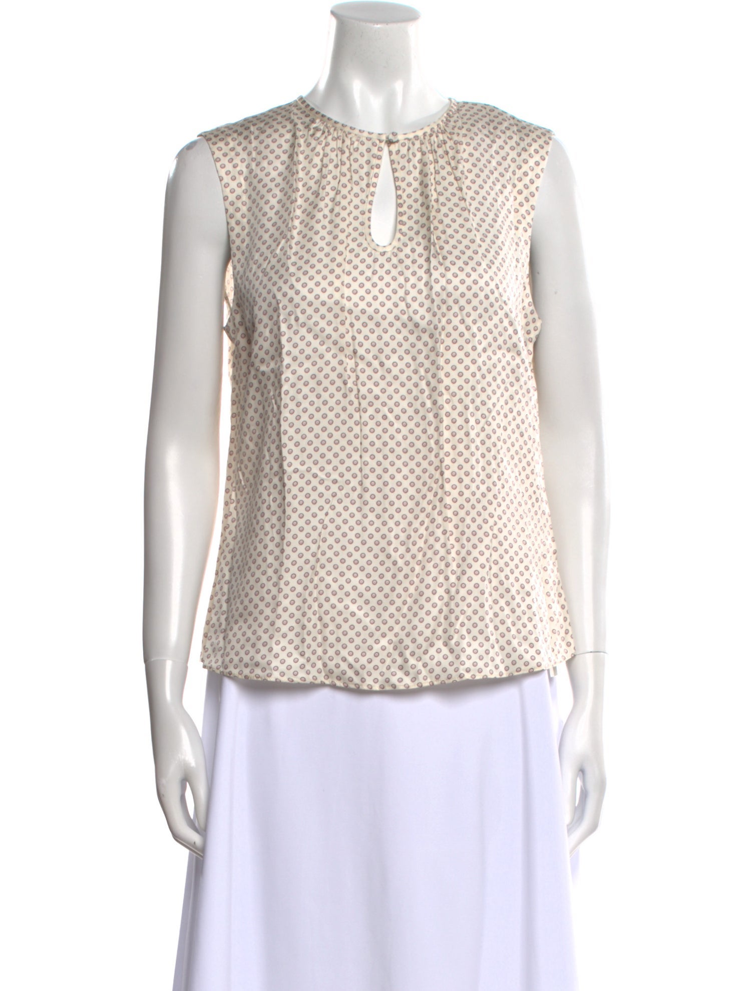 Tailored by Rebecca Taylor Polka Dot Print Crew Neck Blouse