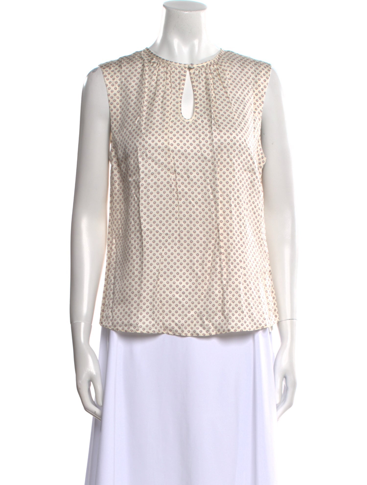 Tailored by Rebecca Taylor Polka Dot Print Crew Neck Blouse