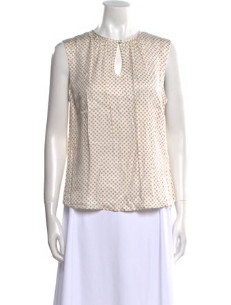 Tailored by Rebecca Taylor Polka Dot Print Crew Neck Blouse