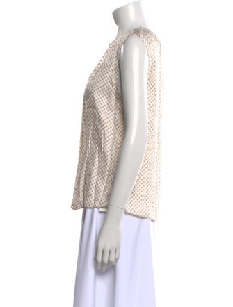 Tailored by Rebecca Taylor Polka Dot Print Crew Neck Blouse