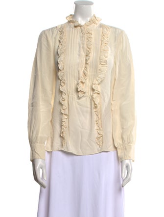 Tailored by Rebecca Taylor Silk Mock Neck Blouse