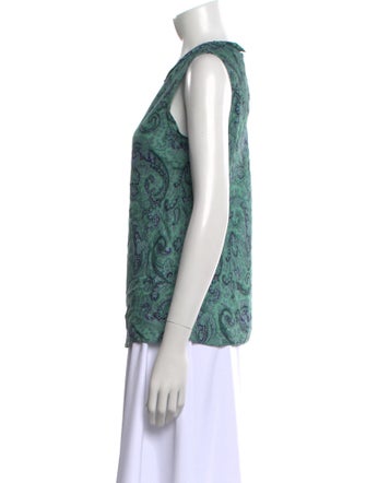 Tailored by Rebecca Taylor Paisley Print Crew Neck Blouse