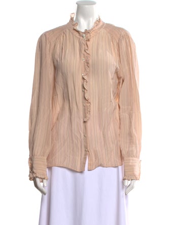 Tailored by Rebecca Taylor Silk Striped Button-Up Top