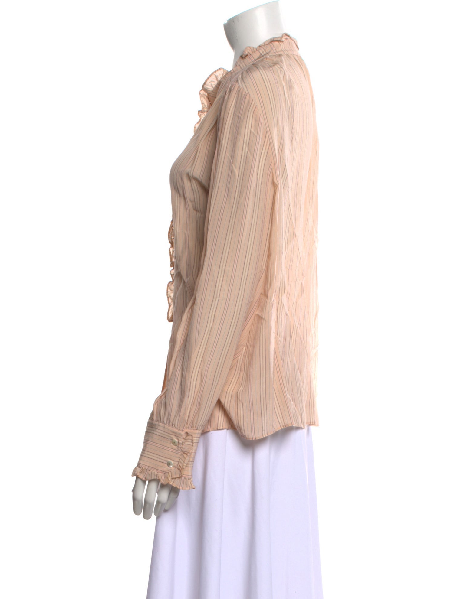 Tailored by Rebecca Taylor Silk Striped Button-Up Top