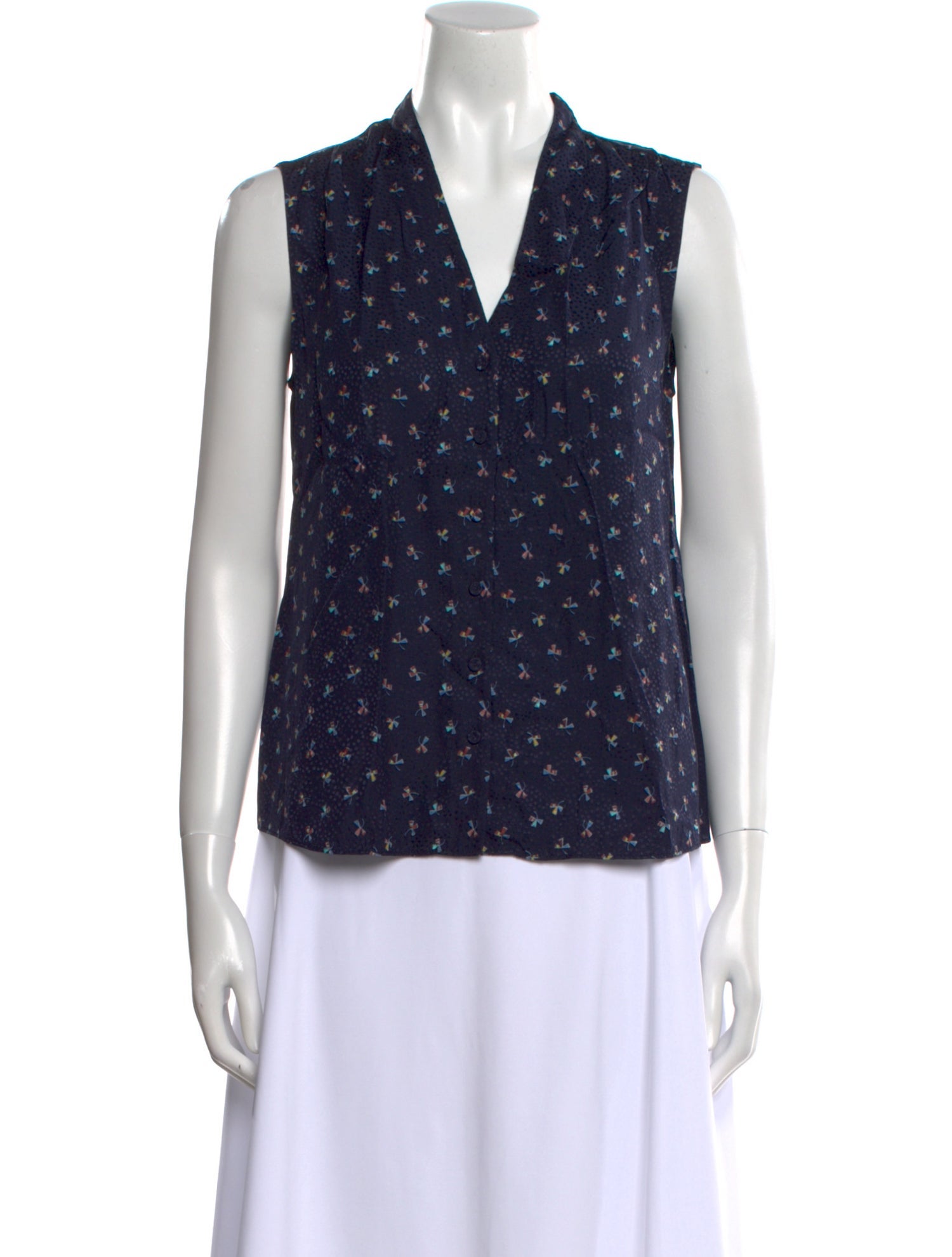 Tailored by Rebecca Taylor Printed V-Neck Blouse