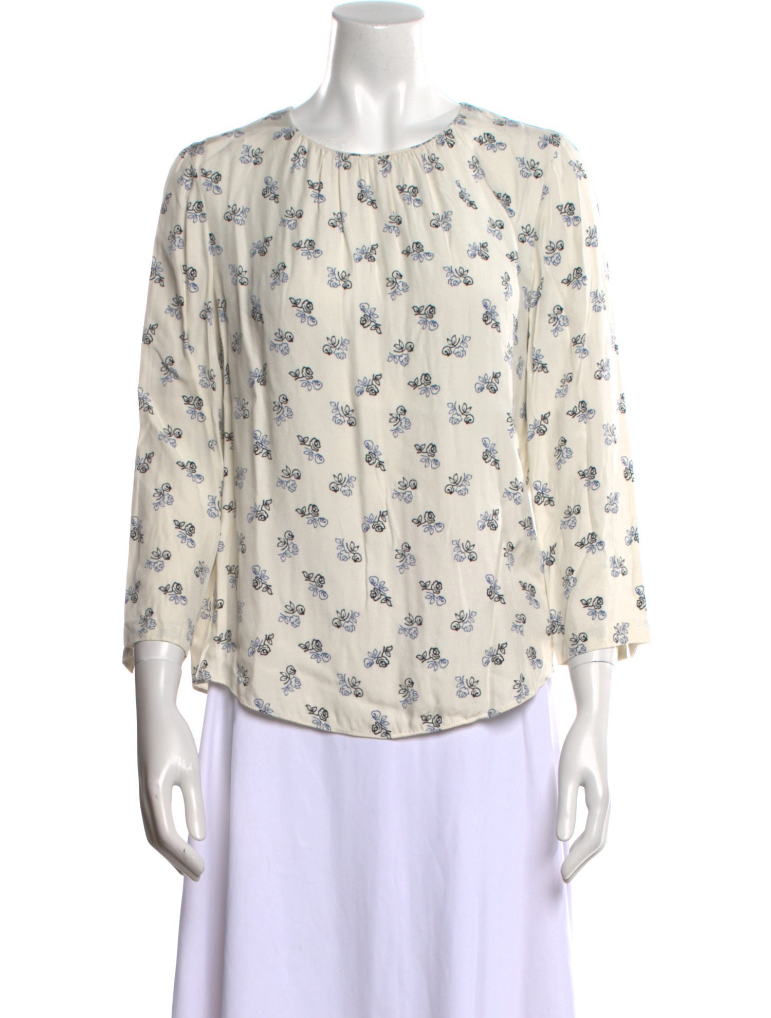 Tailored by Rebecca Taylor Floral Print Crew Neck Blouse