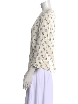Tailored by Rebecca Taylor Floral Print Crew Neck Blouse