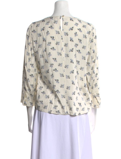 Tailored by Rebecca Taylor Floral Print Crew Neck Blouse