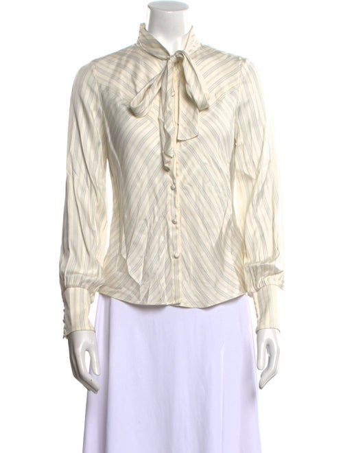Tailored by Rebecca Taylor Mock Neck Long Sleeve Button-Up Top