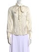 Tailored by Rebecca Taylor Mock Neck Long Sleeve Button-Up Top