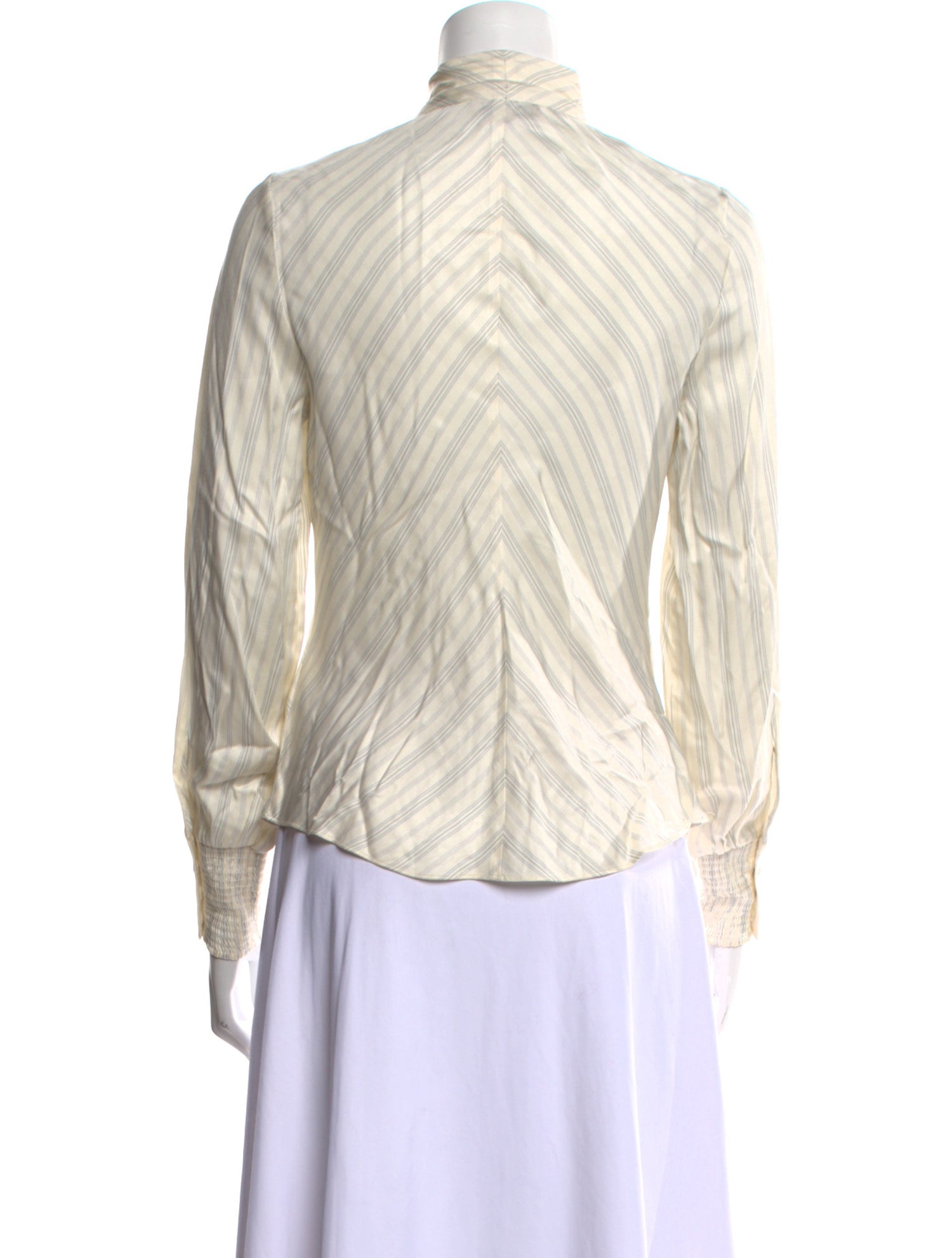 Tailored by Rebecca Taylor Mock Neck Long Sleeve Button-Up Top