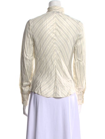 Tailored by Rebecca Taylor Mock Neck Long Sleeve Button-Up Top