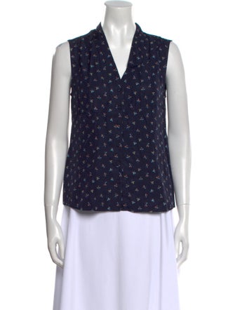 Tailored by Rebecca Taylor Printed V-Neck Blouse