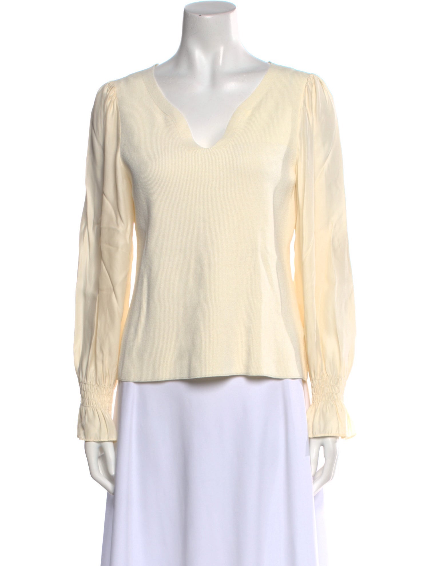 Tailored by Rebecca Taylor V-Neck Long Sleeve Blouse