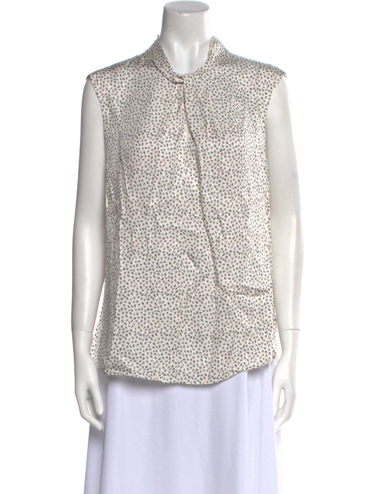 Tailored by Rebecca Taylor Printed Mock Neck Button-Up Top