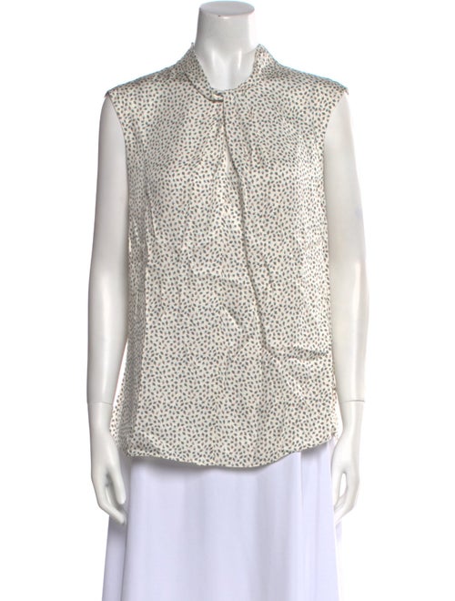 Tailored by Rebecca Taylor Printed Mock Neck Button-Up Top