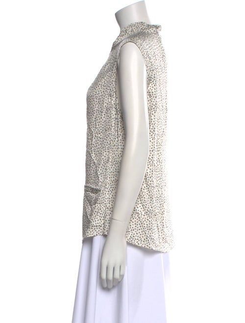 Tailored by Rebecca Taylor Printed Mock Neck Button-Up Top