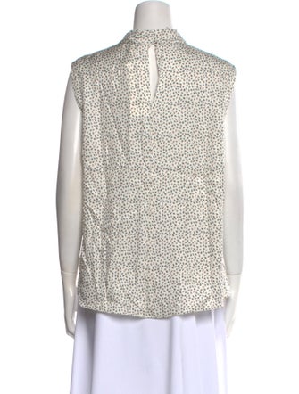 Tailored by Rebecca Taylor Printed Mock Neck Button-Up Top