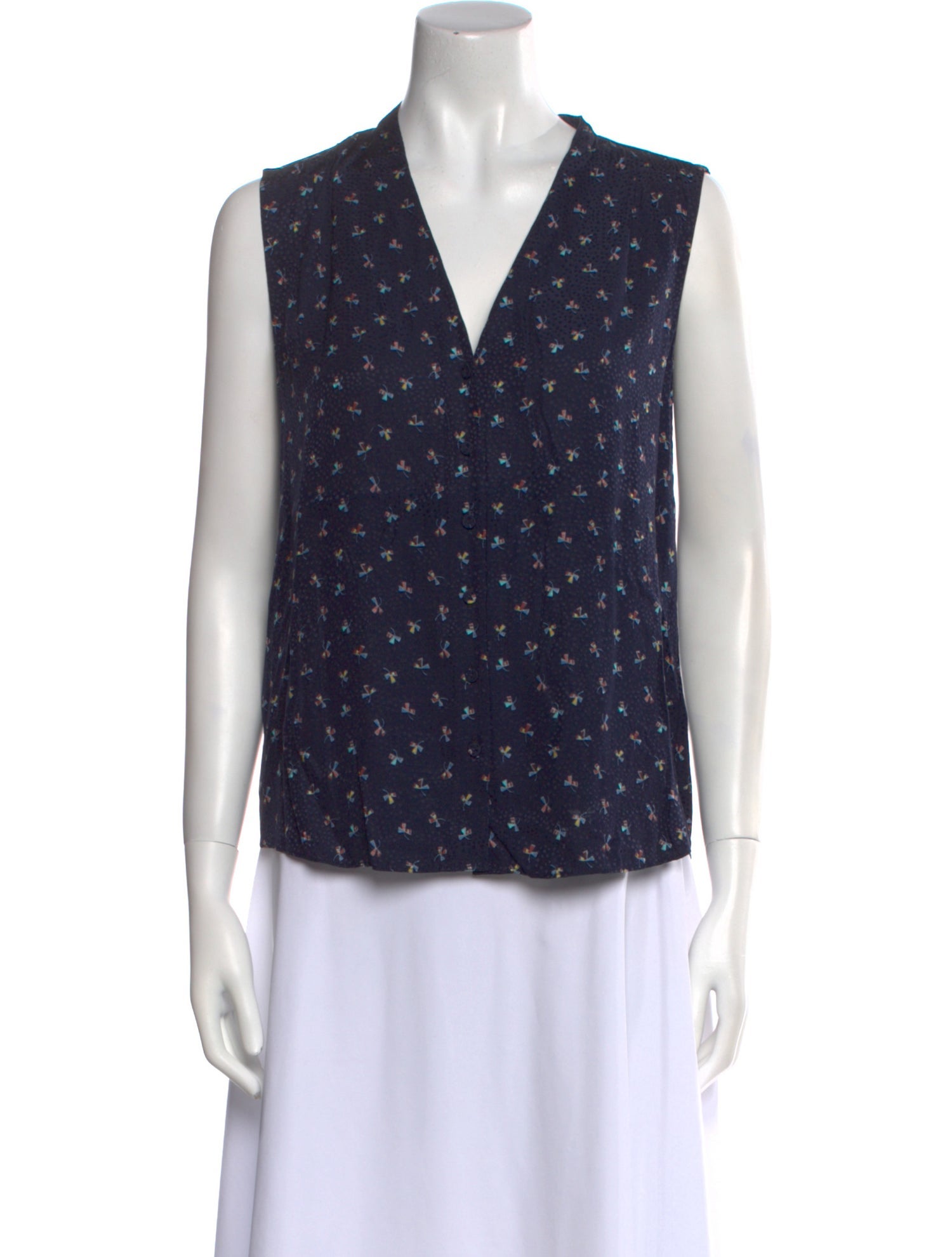 Tailored by Rebecca Taylor Printed V-Neck Blouse