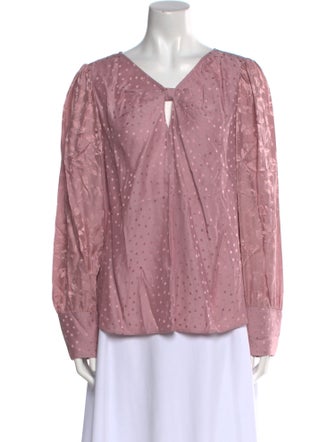 Tailored by Rebecca Taylor Polka Dot Print V-Neck Blouse