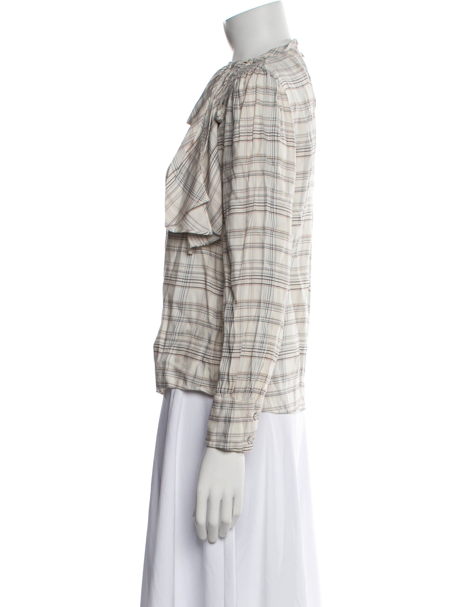 Tailored by Rebecca Taylor Plaid Print Mock Neck Blouse