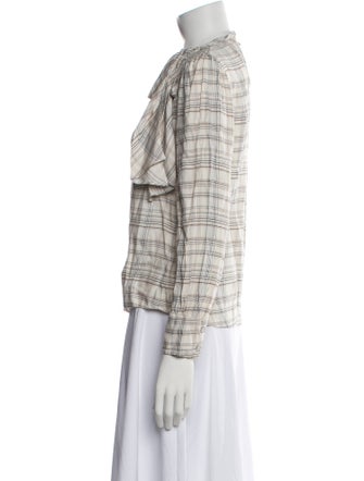 Tailored by Rebecca Taylor Plaid Print Mock Neck Blouse