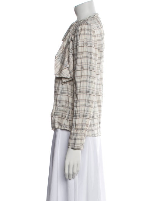 Tailored by Rebecca Taylor Plaid Print Mock Neck Blouse